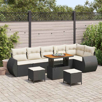 Set Divano da Giardino 9 pcs Nero polyrattan