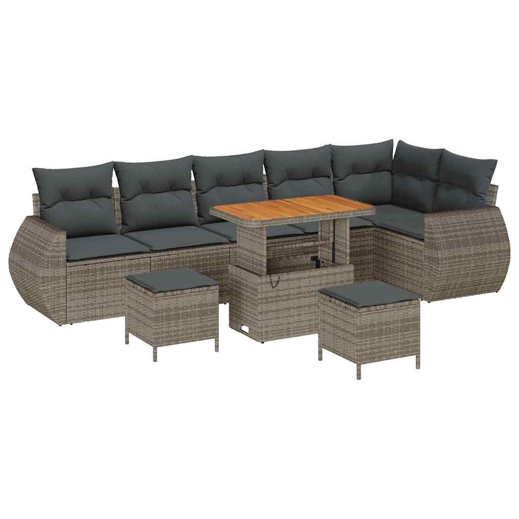 Set Divano da Giardino 9 pcs Grigio polyrattan
