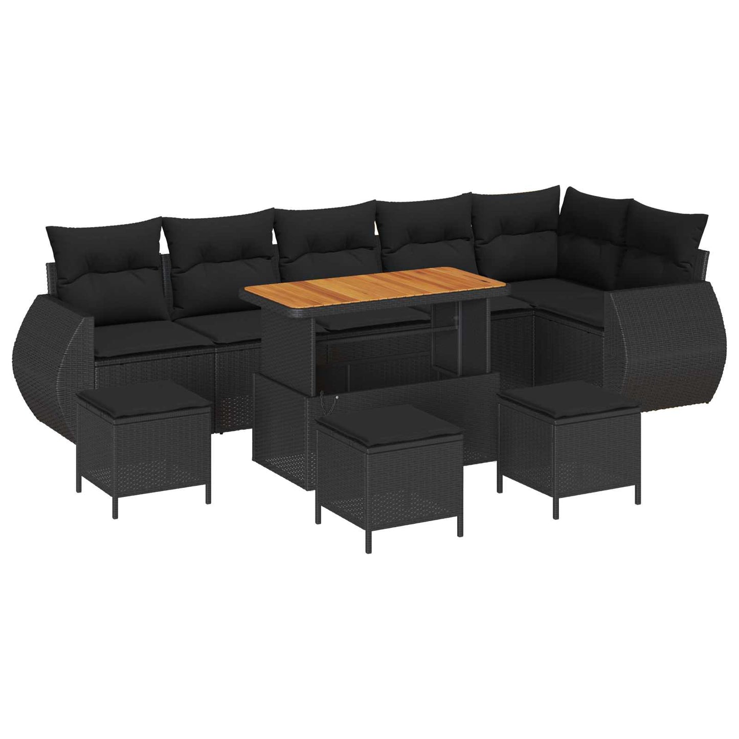 Set Divano da Giardino 10 pcs Nero polyrattan