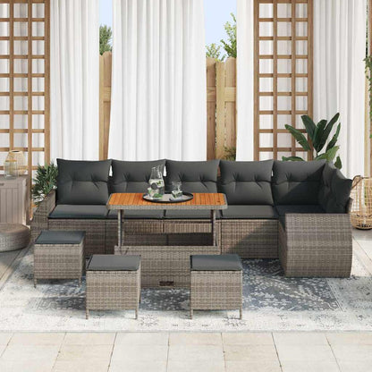 Set Divano da Giardino 10 pcs Grigio polyrattan