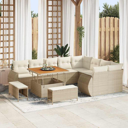 Set Divano da Giardino 12 pcs Beige polyrattan - homemem39
