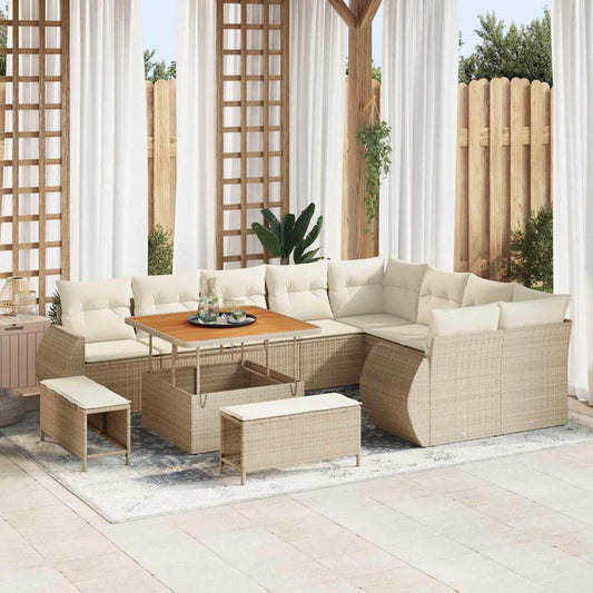 Set Divano da Giardino 12 pcs Beige polyrattan - homemem39