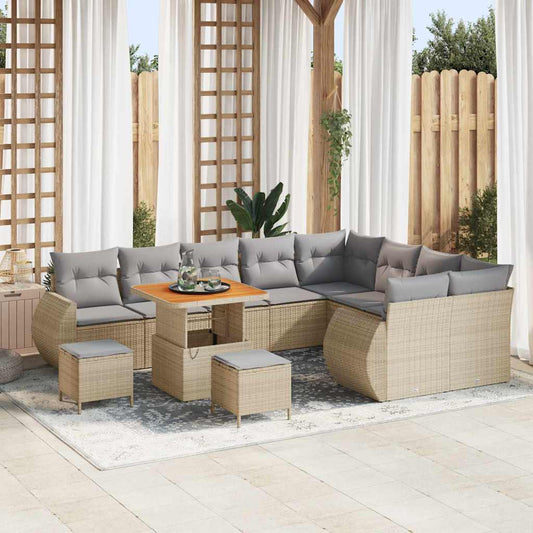 Set Divano da Giardino 12 pcs Beige polyrattan - homemem39