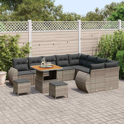 Set Divano da Giardino 12 pcs Grigio polyrattan