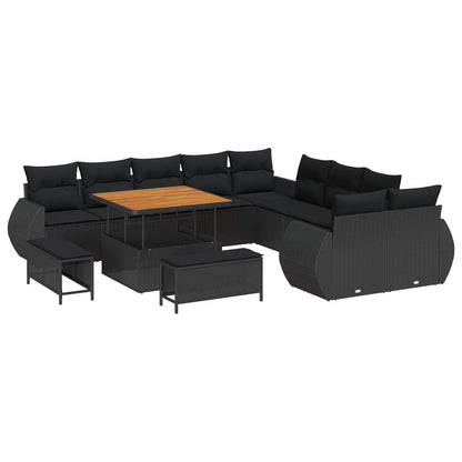 Set Divano da Giardino 13 pcs Nero polyrattan | homemem39