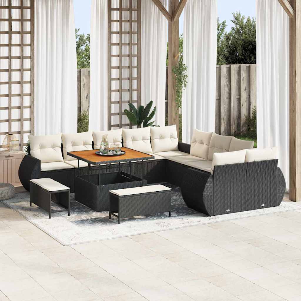 Set Divano da Giardino 13 pcs Nero polyrattan - homemem39