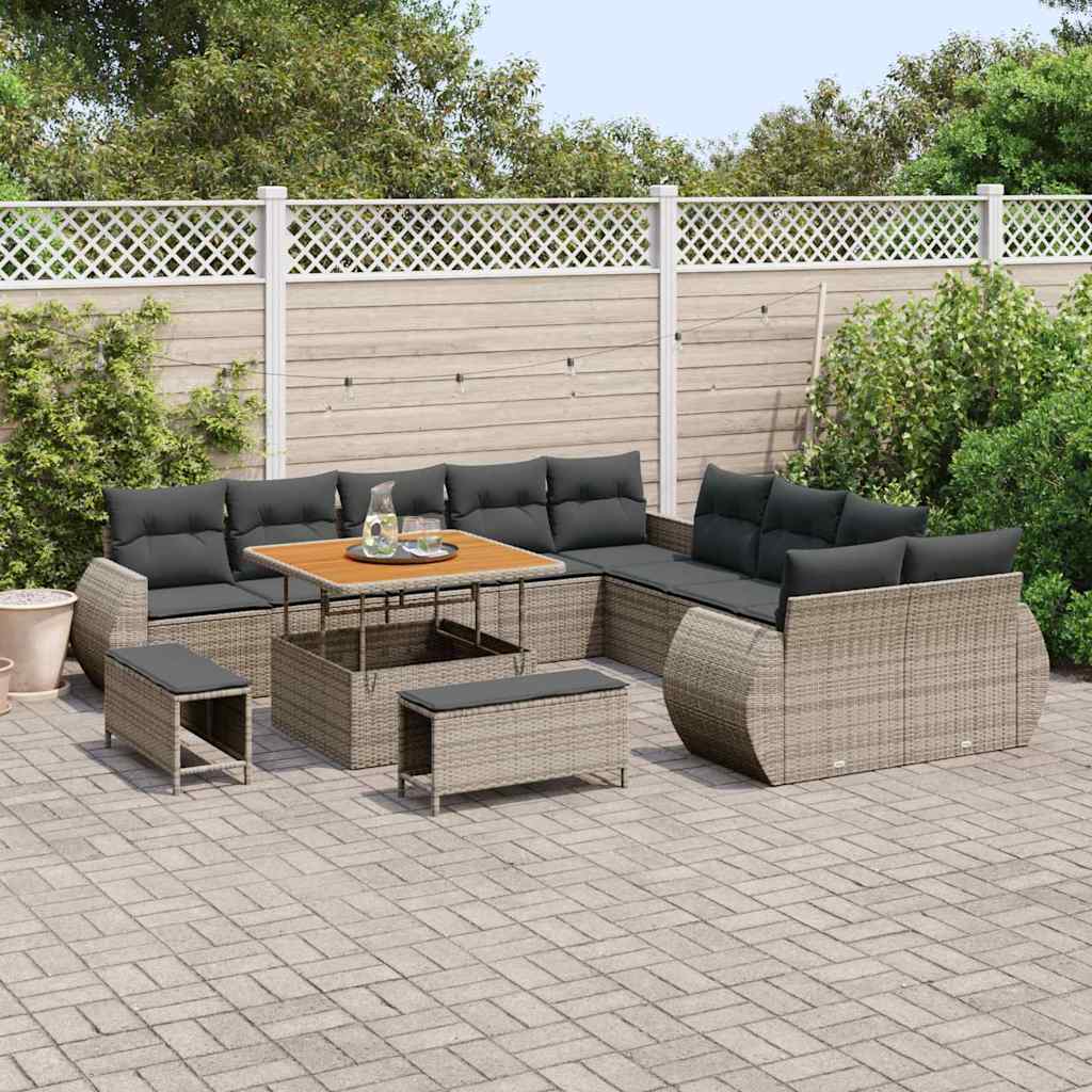Set Divano da Giardino 13 pcs Grigio polyrattan
