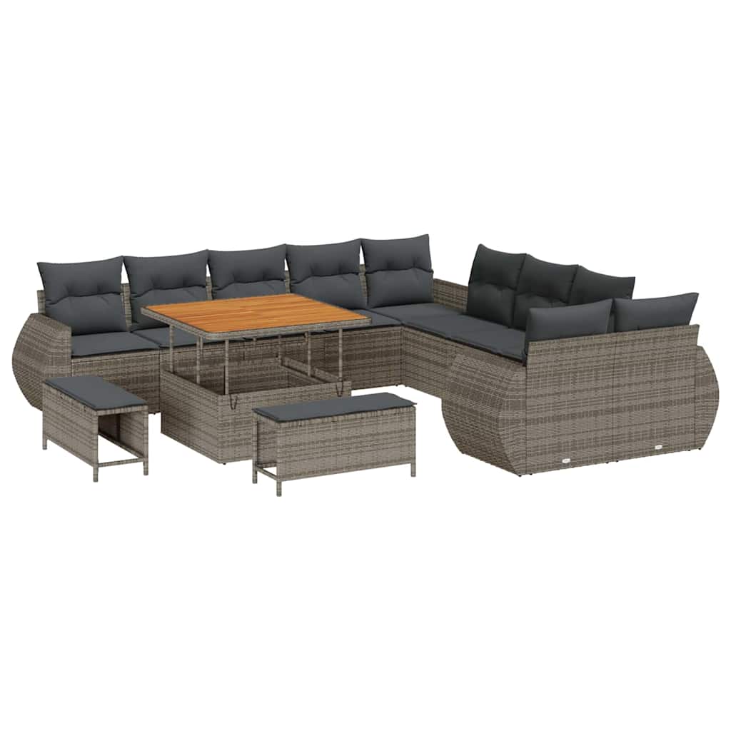 Set Divano da Giardino 13 pcs Grigio polyrattan - homemem39