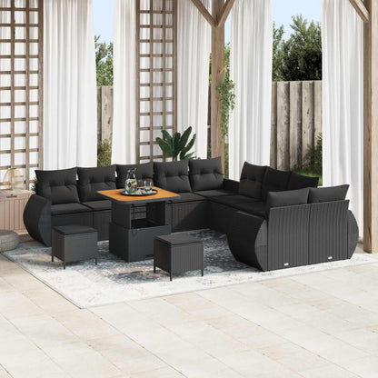 Set Divano da Giardino 13 pcs Nero polyrattan