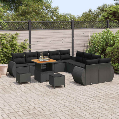 Set Divano da Giardino 13 pcs Nero polyrattan | homemem39