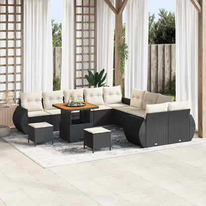 Set Divano da Giardino 13 pcs Nero polyrattan