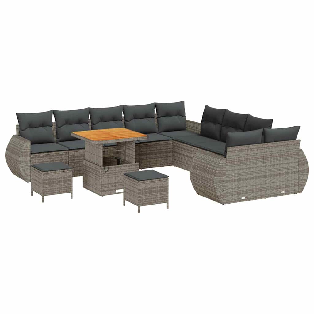 Set Divano da Giardino 13 pcs Grigio polyrattan