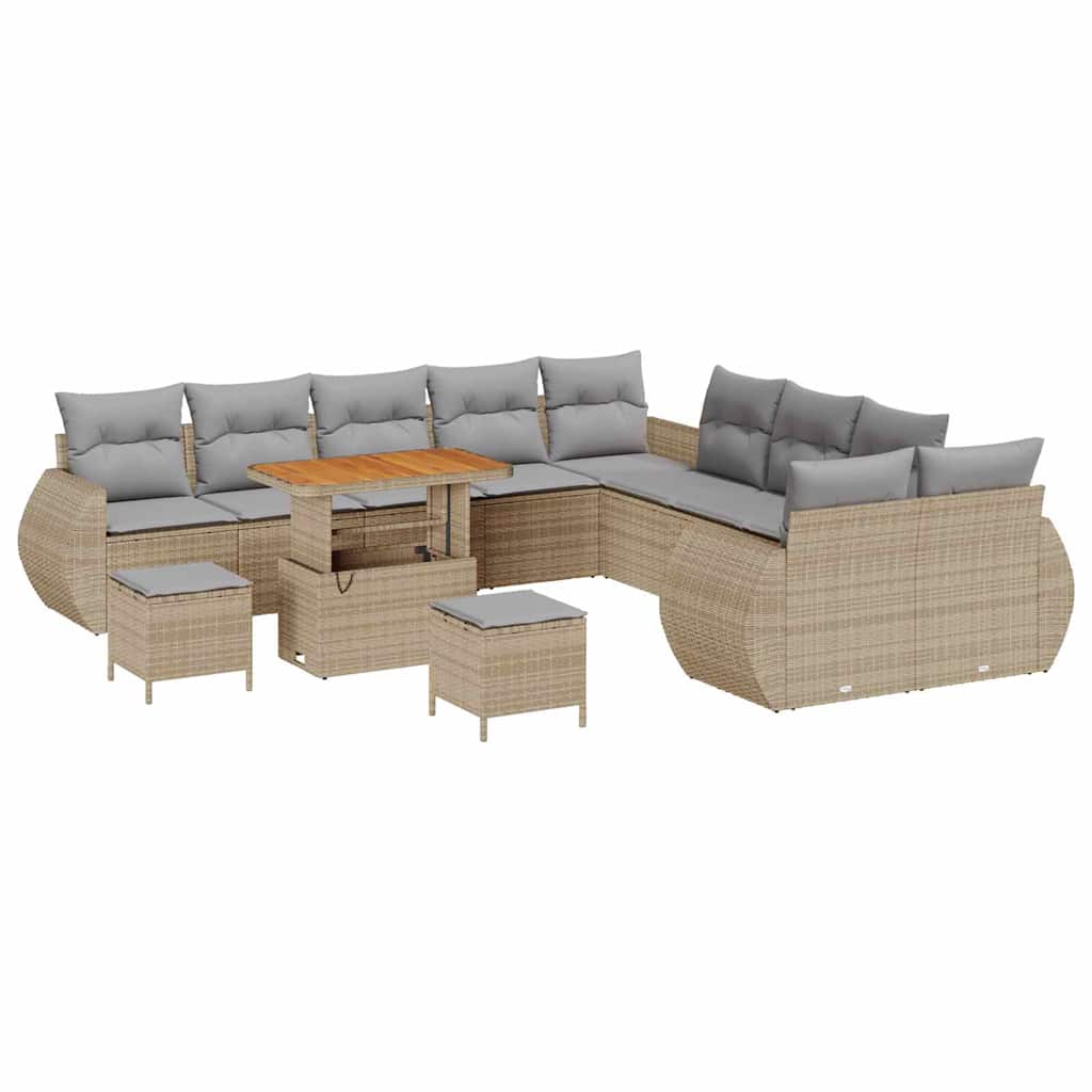 Set Divano da Giardino 13 pcs Beige polyrattan