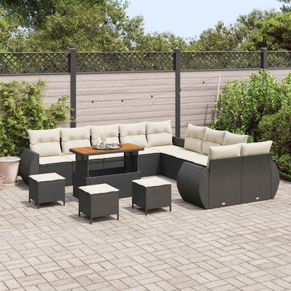 Set Divano da Giardino 14 pcs Nero polyrattan - homemem39