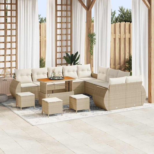 Set Divano da Giardino 14 pcs Beige polyrattan - homemem39