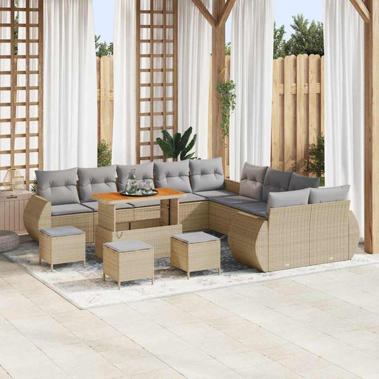 Set Divano da Giardino 14 pcs Beige polyrattan - homemem39