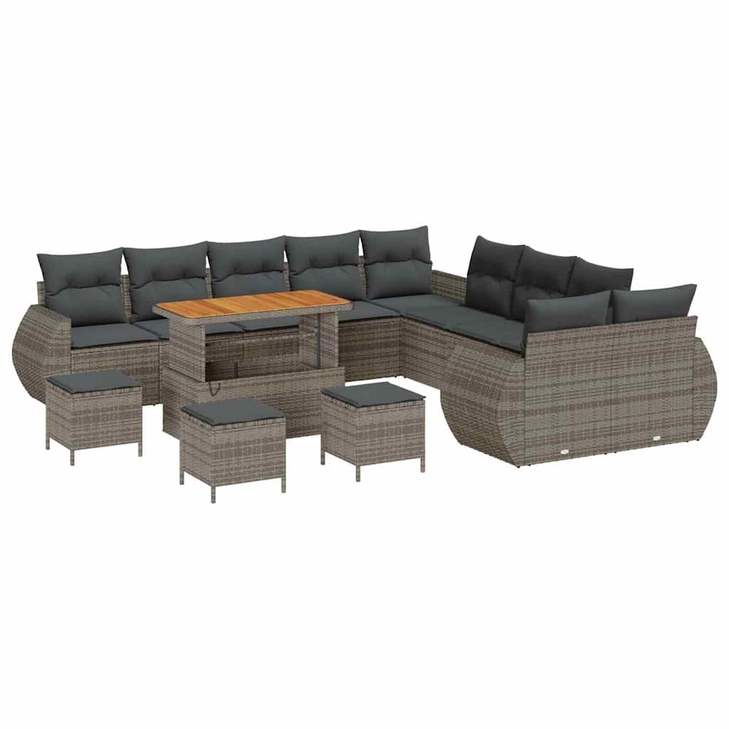 Set Divano da Giardino 14 pcs Grigio polyrattan - homemem39