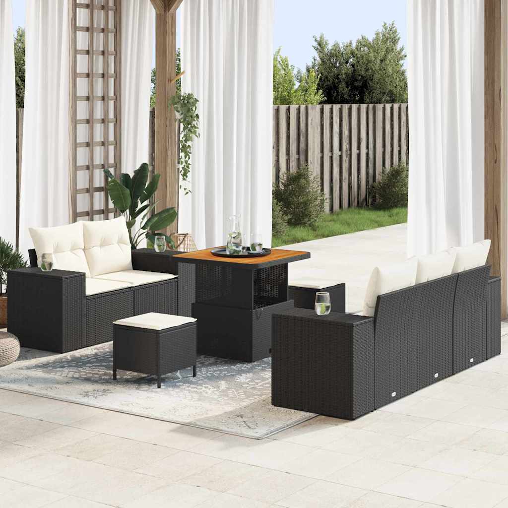 Set Divano da Giardino 8 pcs Nero polyrattan | homemem39