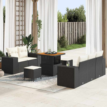 Set Divano da Giardino 8 pcs Nero polyrattan