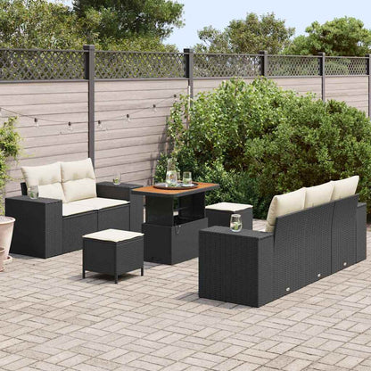 Set Divano da Giardino 8 pcs Nero polyrattan