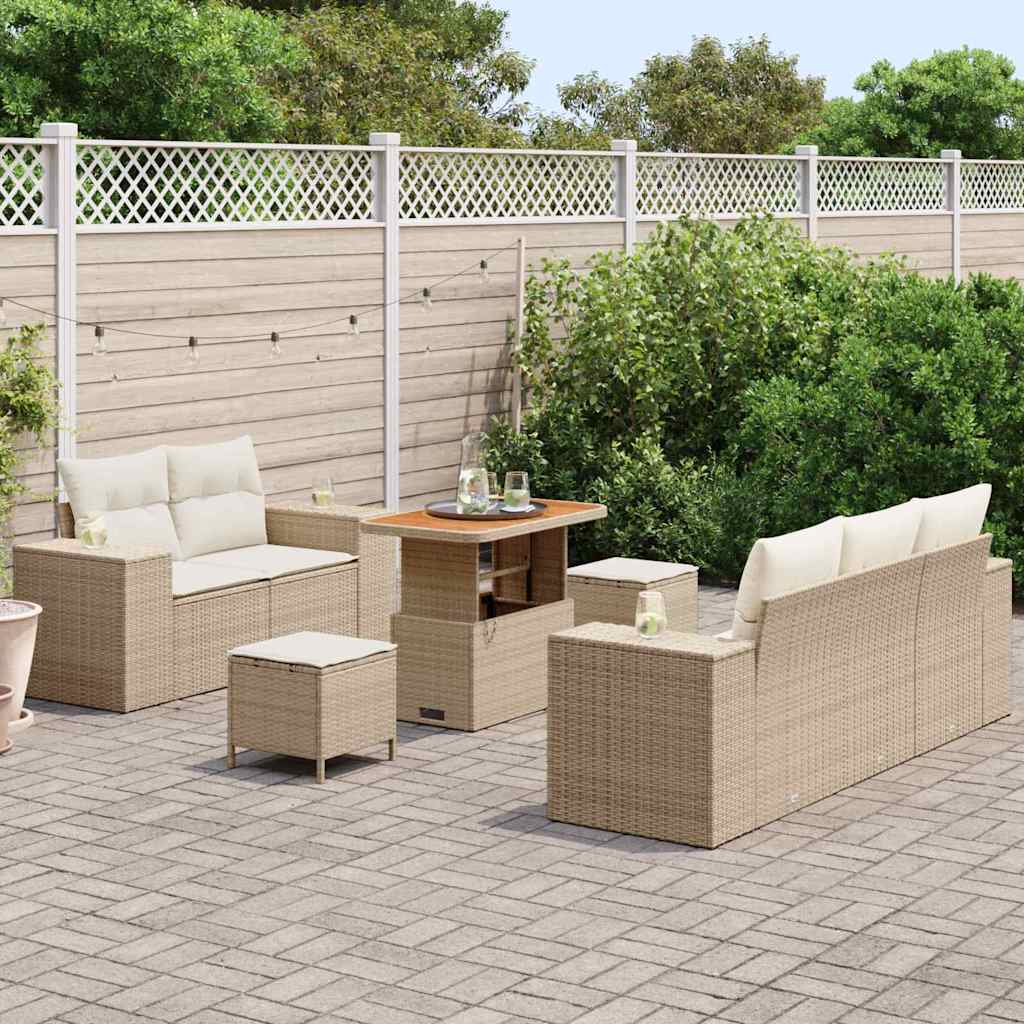 Set Divano da Giardino 8 pcs Beige polyrattan - homemem39