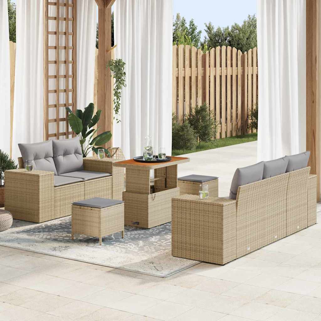 Set Divano da Giardino 8 pcs Beige polyrattan - homemem39