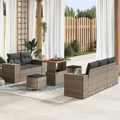 Set Divano da Giardino 8 pcs Grigio polyrattan