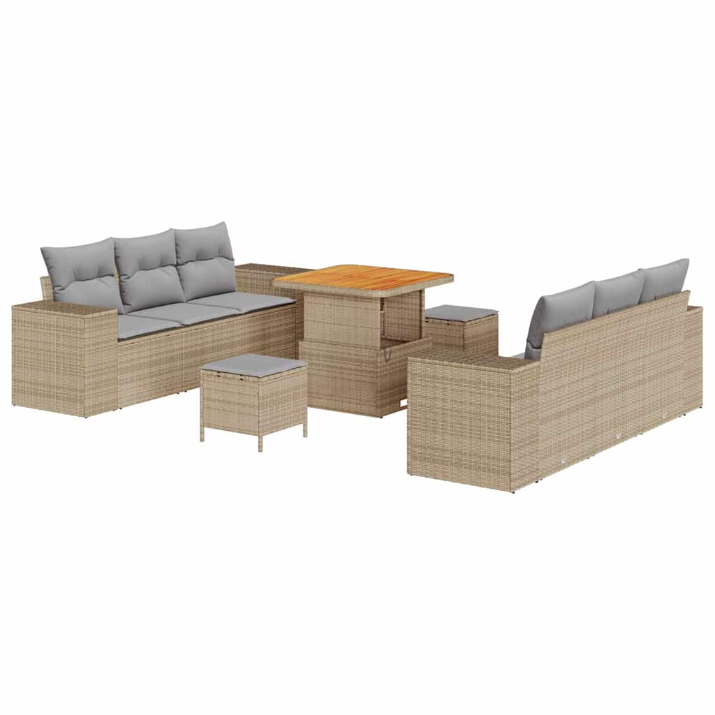 Set Divano da Giardino 9 pcs Beige Poly Rattan - homemem39