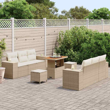 Set Divano da Giardino 9 pcs Beige Poly Rattan - homemem39