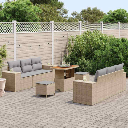Set Divano da Giardino 9 pcs Beige Poly Rattan