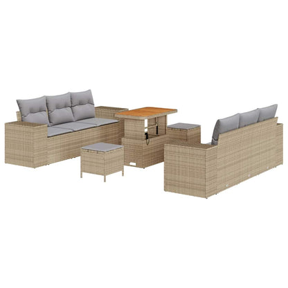 Set Divano da Giardino 9 pcs Beige Poly Rattan - homemem39