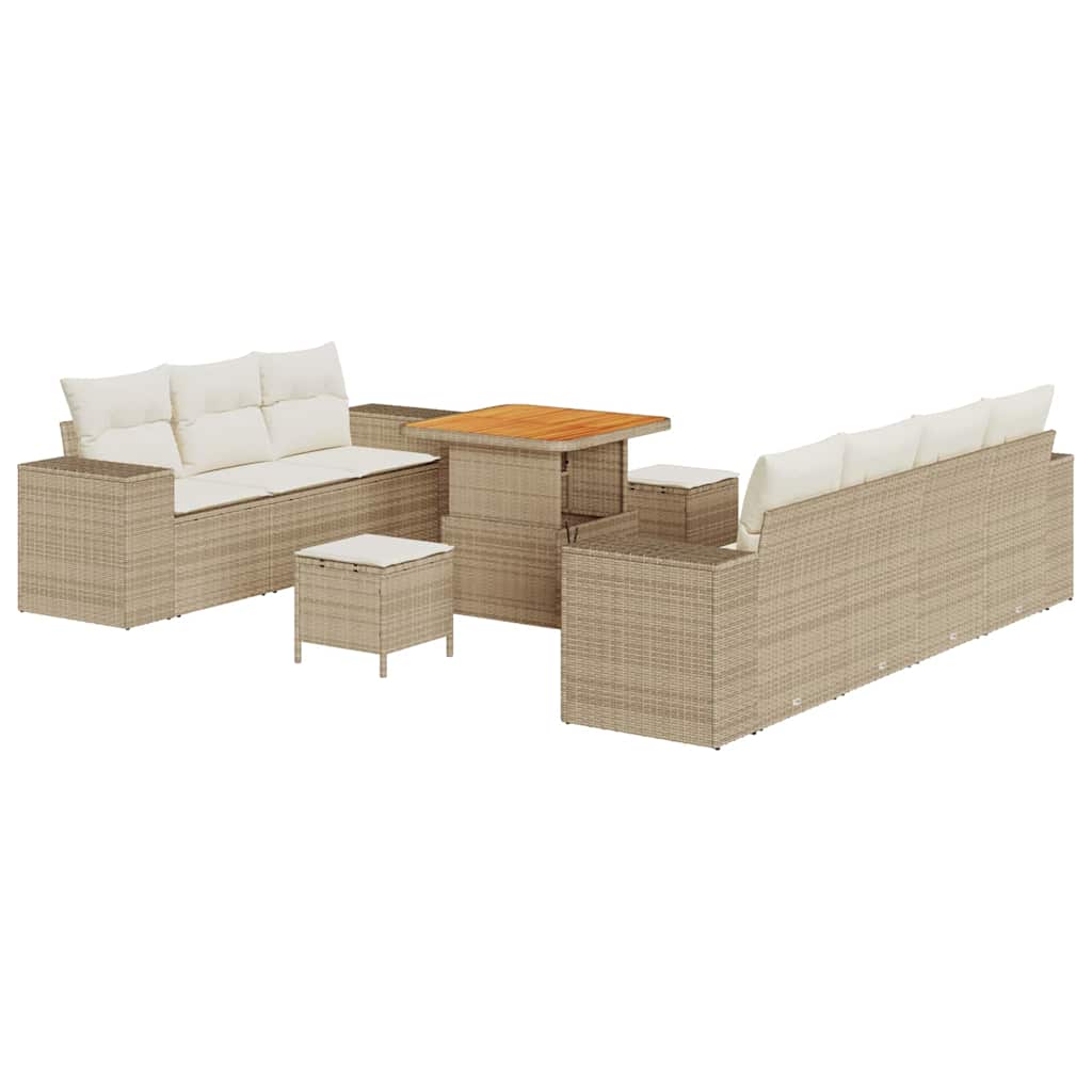 Set Divano da Giardino 10 pcs Beige polyrattan
