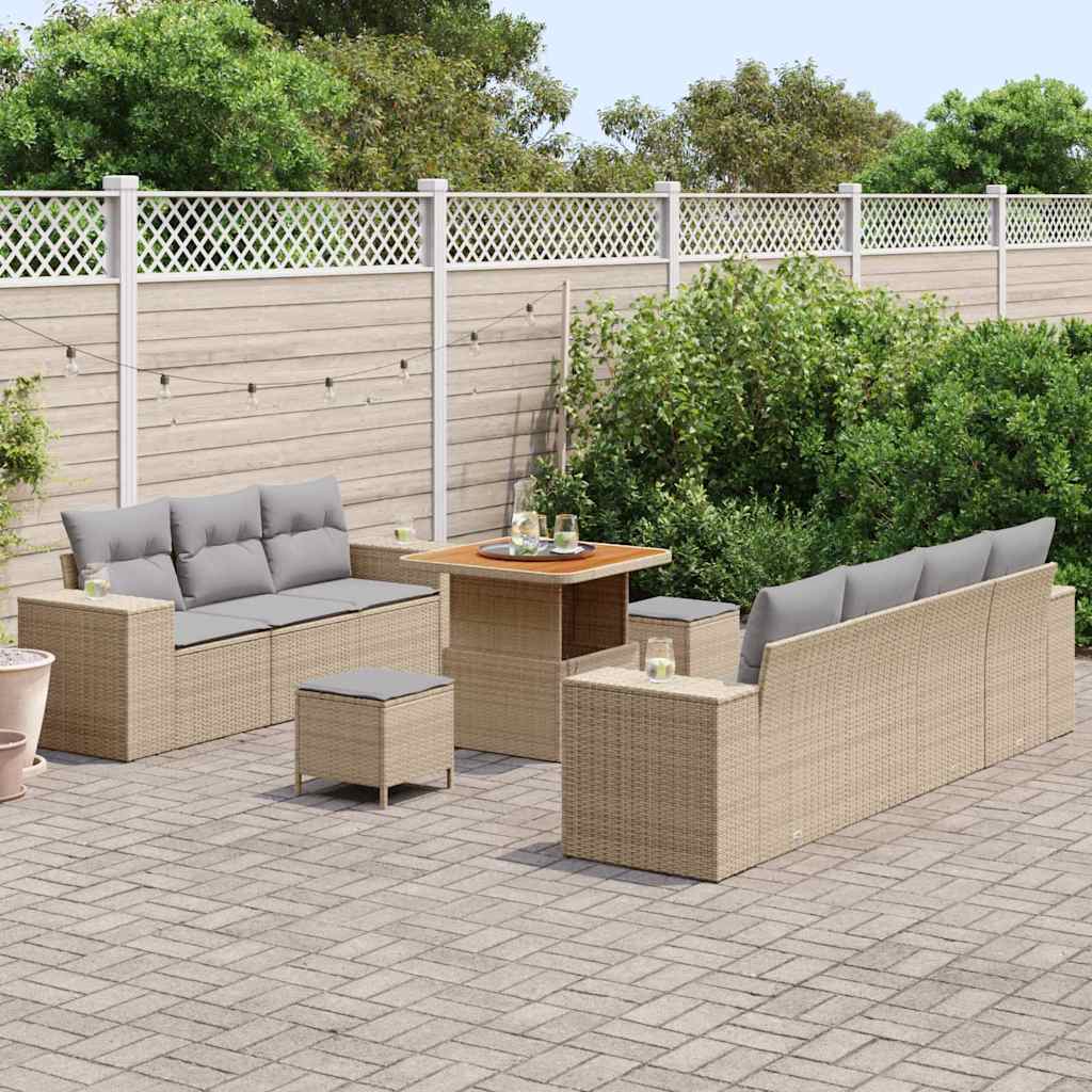 Set Divano da Giardino 10 pcs Beige polyrattan - homemem39