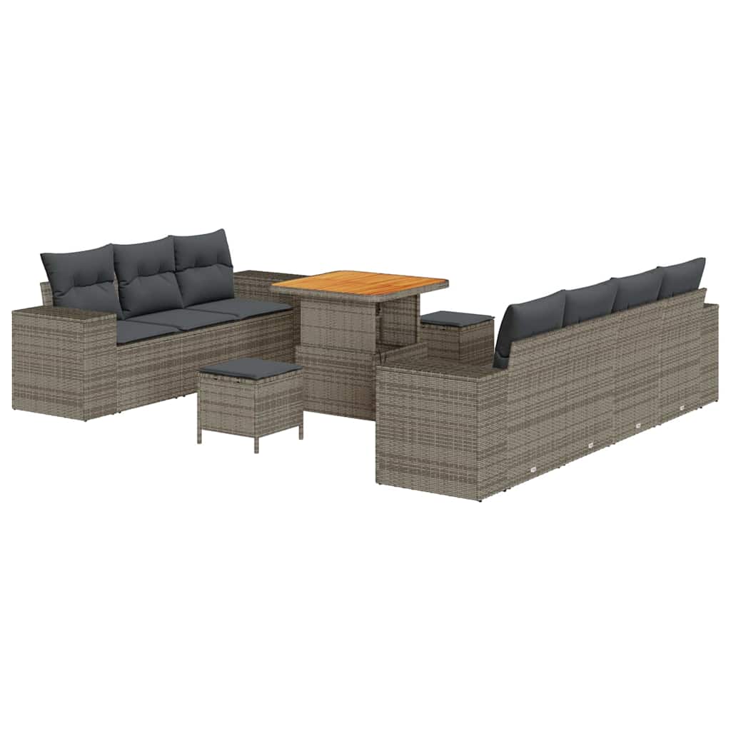 Set Divano da Giardino 10 pcs Grigio polyrattan | homemem39