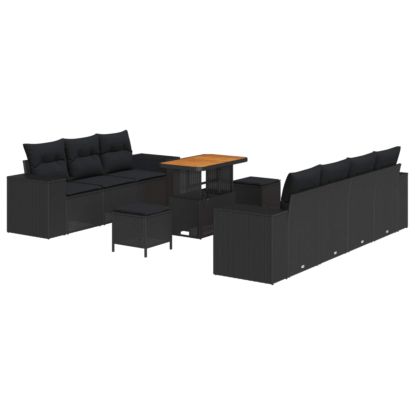 Set Divano da Giardino 10 pz Nero polyrattan | homemem39