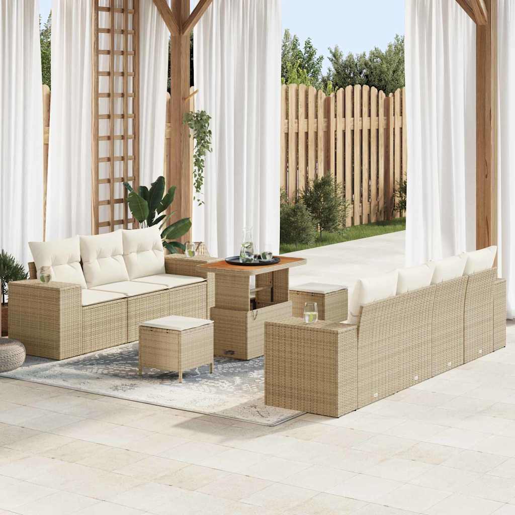 Set Divano da Giardino 10 pcs Beige polyrattan - homemem39