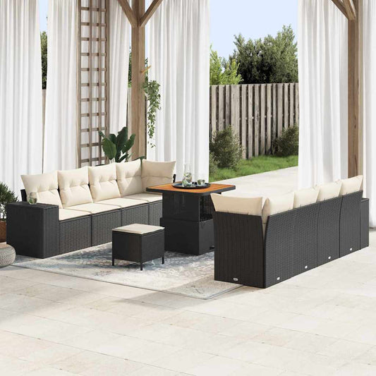 Set Divano da Giardino 11 pcs Nero polyrattan - homemem39
