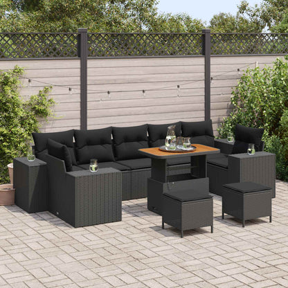 Set Divano da Giardino 10 pcs Nero polyrattan | homemem39