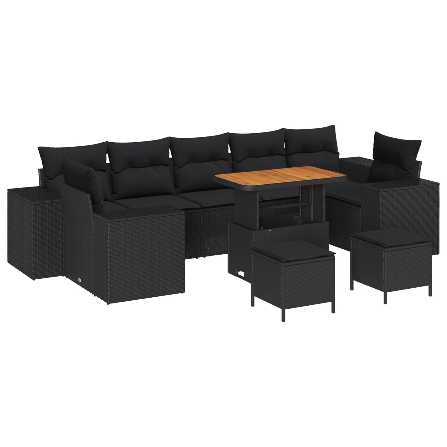 Set Divano da Giardino 10 pcs Nero polyrattan | homemem39