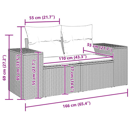 Set Divano da Giardino 10 pcs Nero polyrattan