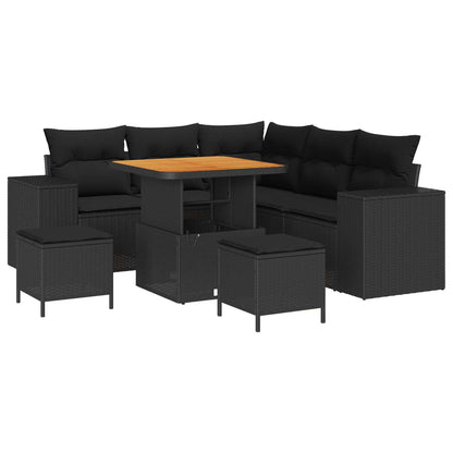 Set Divano da Giardino 8 pz Nero polyrattan | homemem39