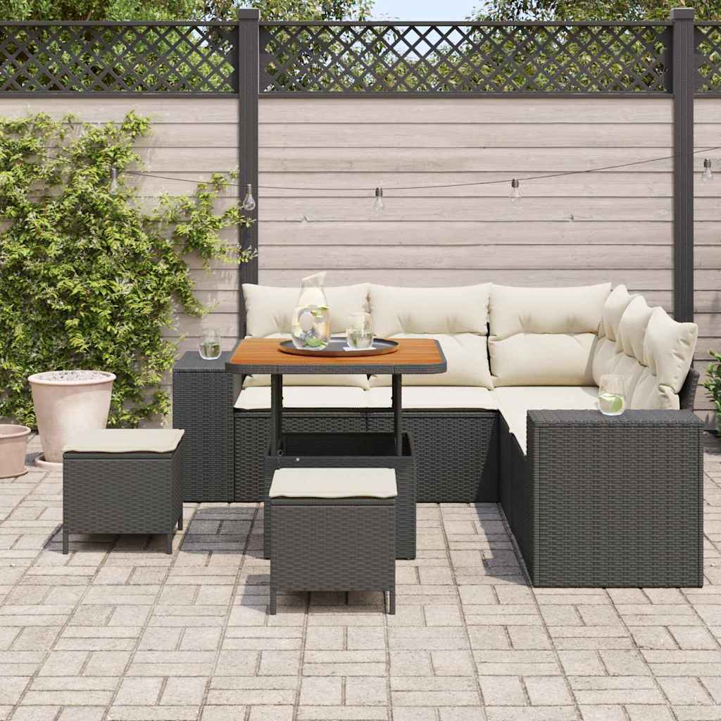 Set Divano da Giardino 8 pcs Nero polyrattan - homemem39