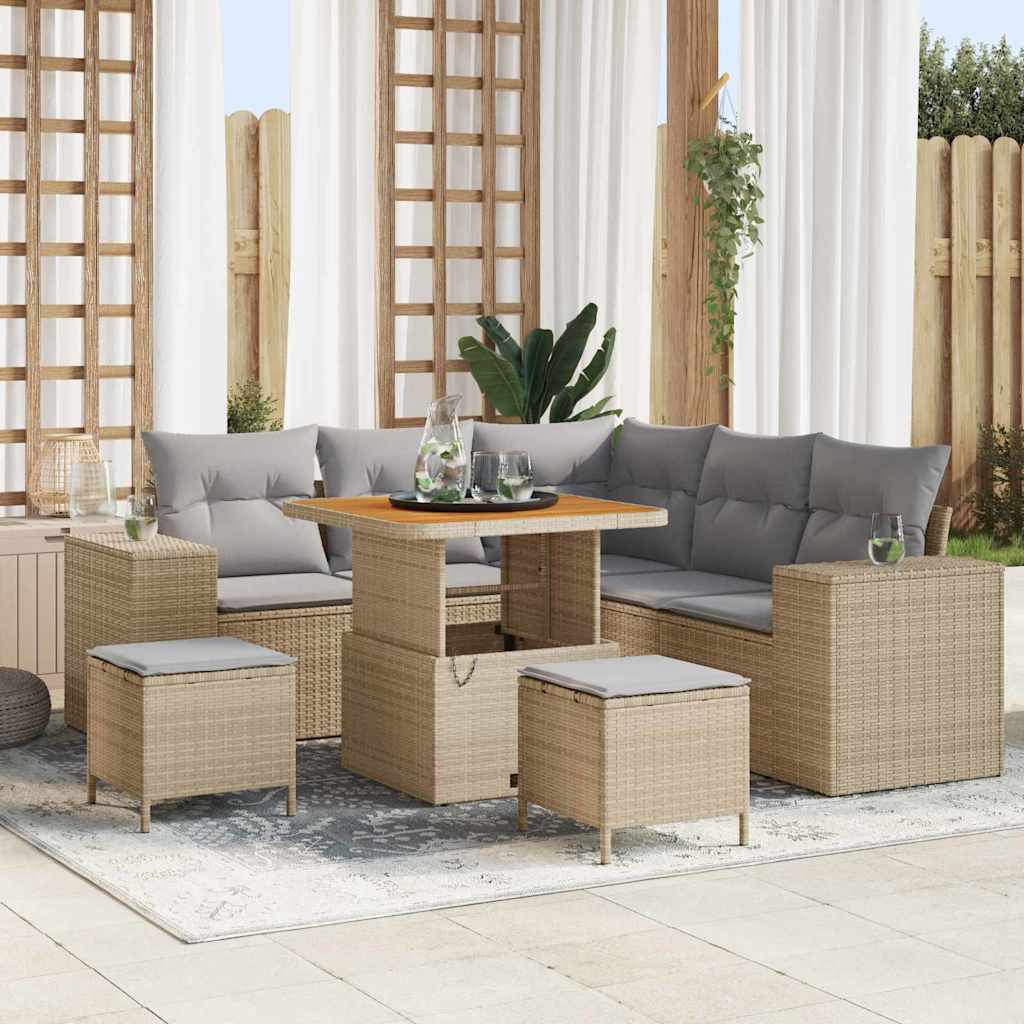 Set Divano da Giardino 8 pcs Beige polyrattan - homemem39
