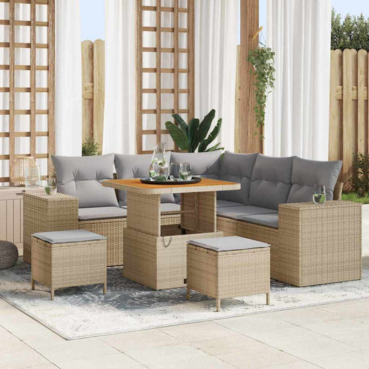 Set Divano da Giardino 8 pcs Beige polyrattan - homemem39