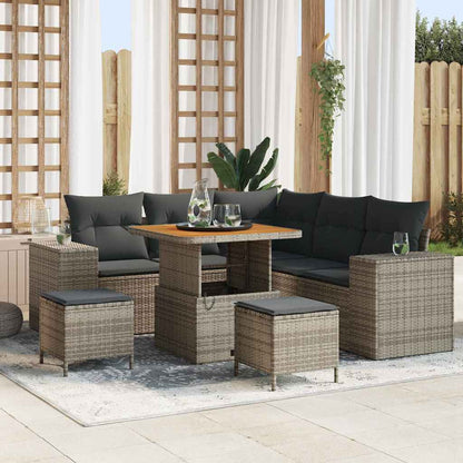 Set Divano da Giardino con cuscino 8 pcs Grigio polyrattan