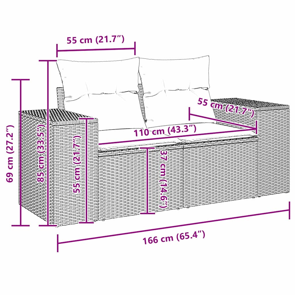 Set Divano da Giardino 8 pcs Nero polyrattan - homemem39