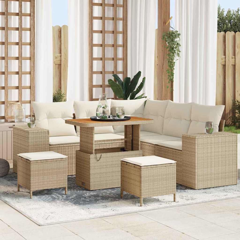 Set Divano da Giardino 8 pcs Beige polyrattan - homemem39