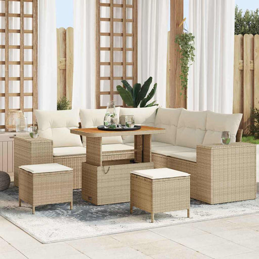 Set Divano da Giardino 8 pcs Beige polyrattan - homemem39
