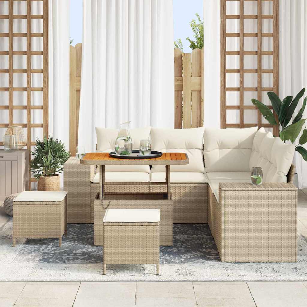 Set Divano da Giardino 8 pcs Beige polyrattan - homemem39
