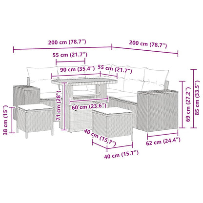 Set Divano da Giardino 8 pcs Grigio polyrattan - homemem39
